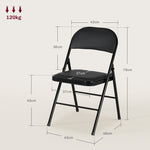 Folding Chairs, Portable Office/Reception with Metal Legs, Faux Leather Black