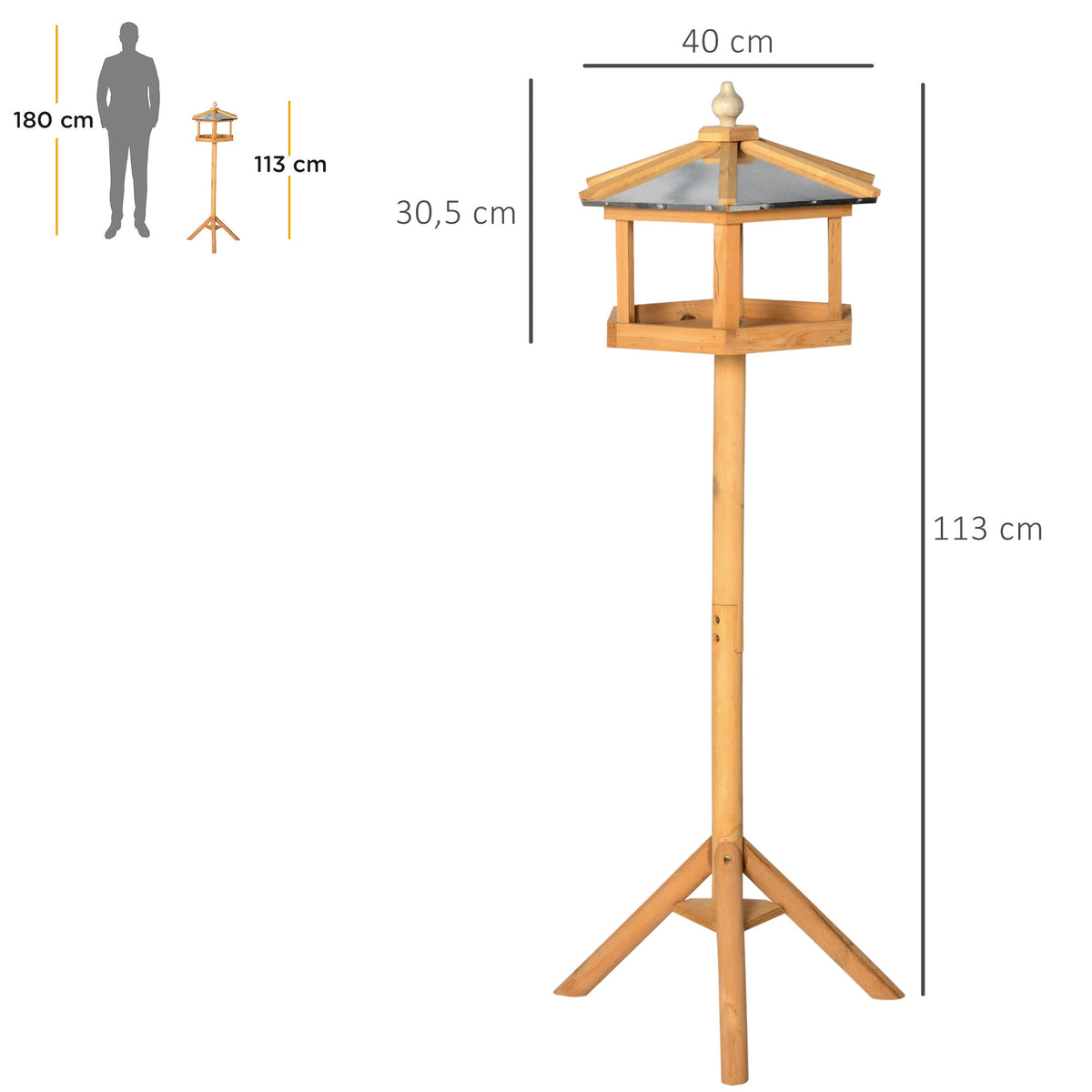 PawHut Birdhouse Bird Villa Feeder with Stand and Zinc Roof