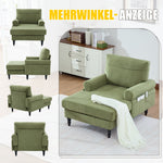 Modern Minimalist Lounger Sofa with Storage Pockets and Wooden Legs, Chenille