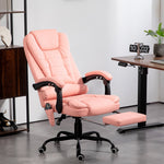 Office Chair, 7-Point Massage Reclining Height-Adjustable 120 kg Capacity, Pink