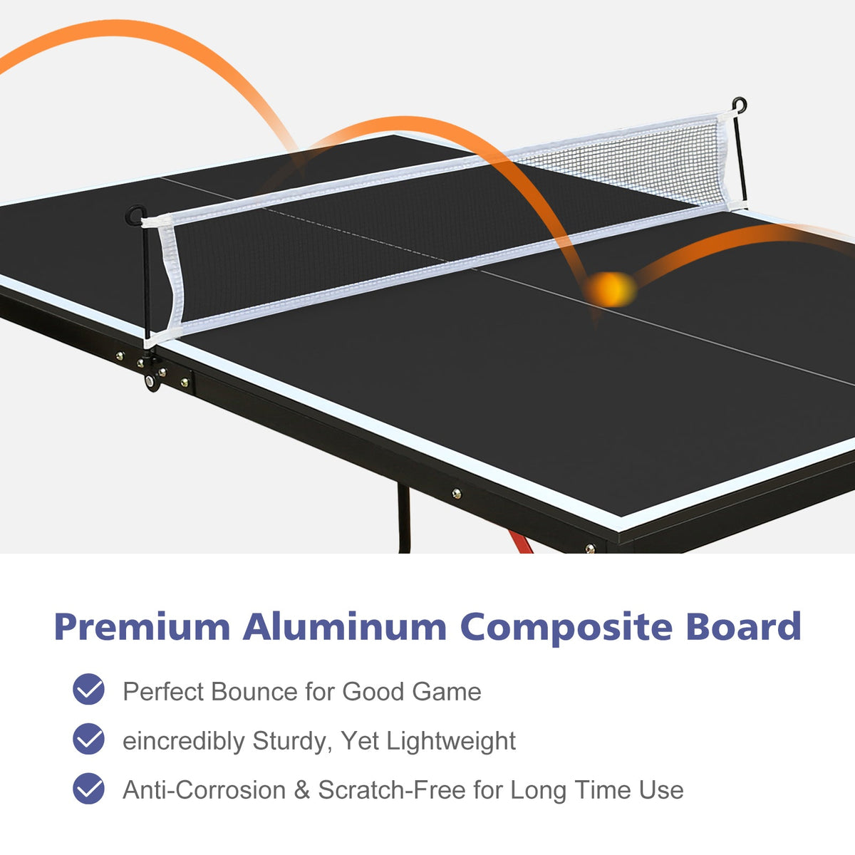 Foldable Table Tennis Table with Net, Paddles and Balls, 4.5FT Portable, Black