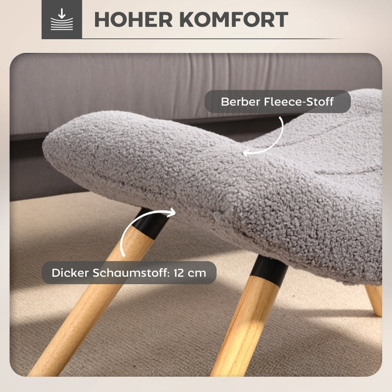 Footstool, Upholstered Stool, 120 kg Load Capacity, Light Grey