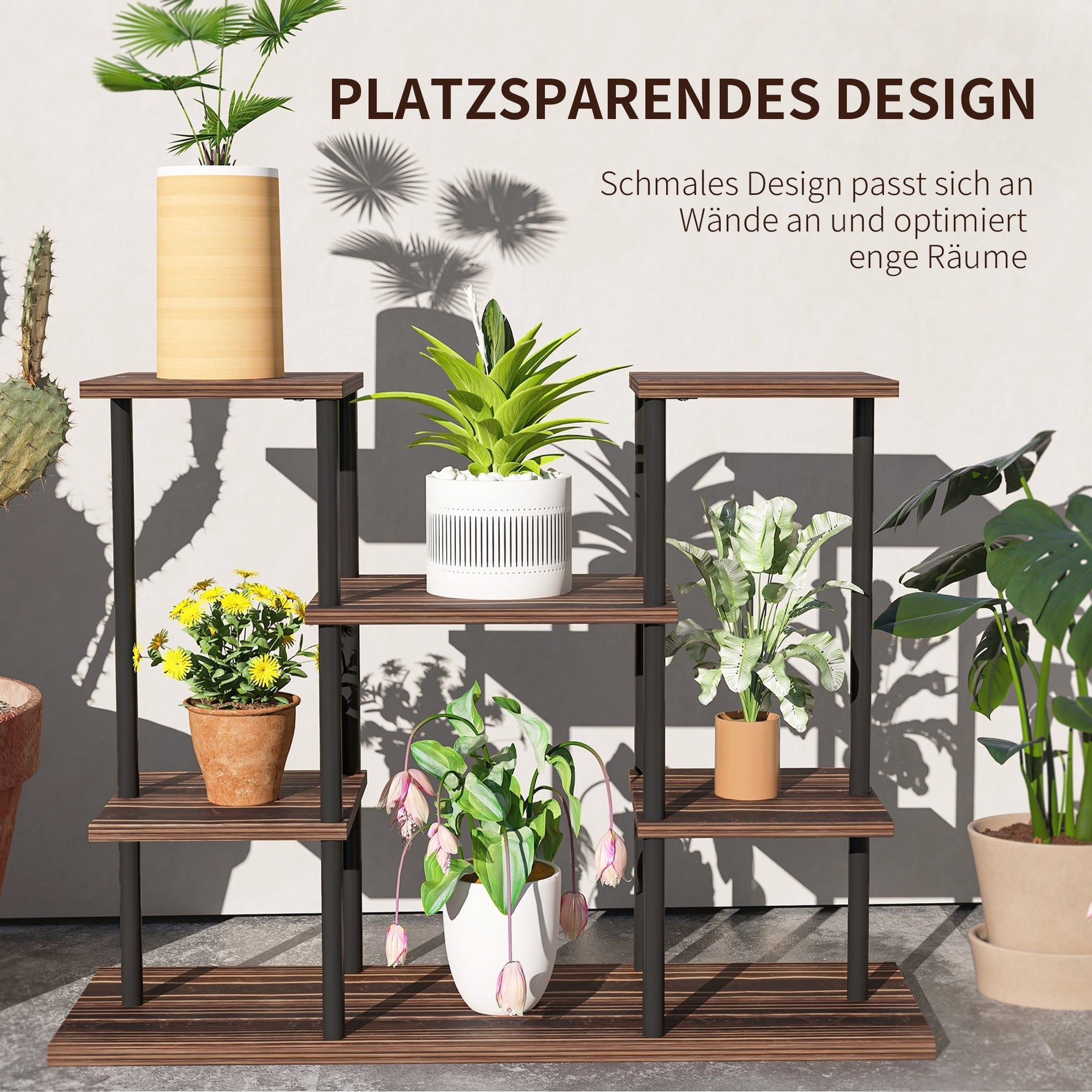 Plant Stand 4-Tier 61.5cm Indoor Outdoor Wooden