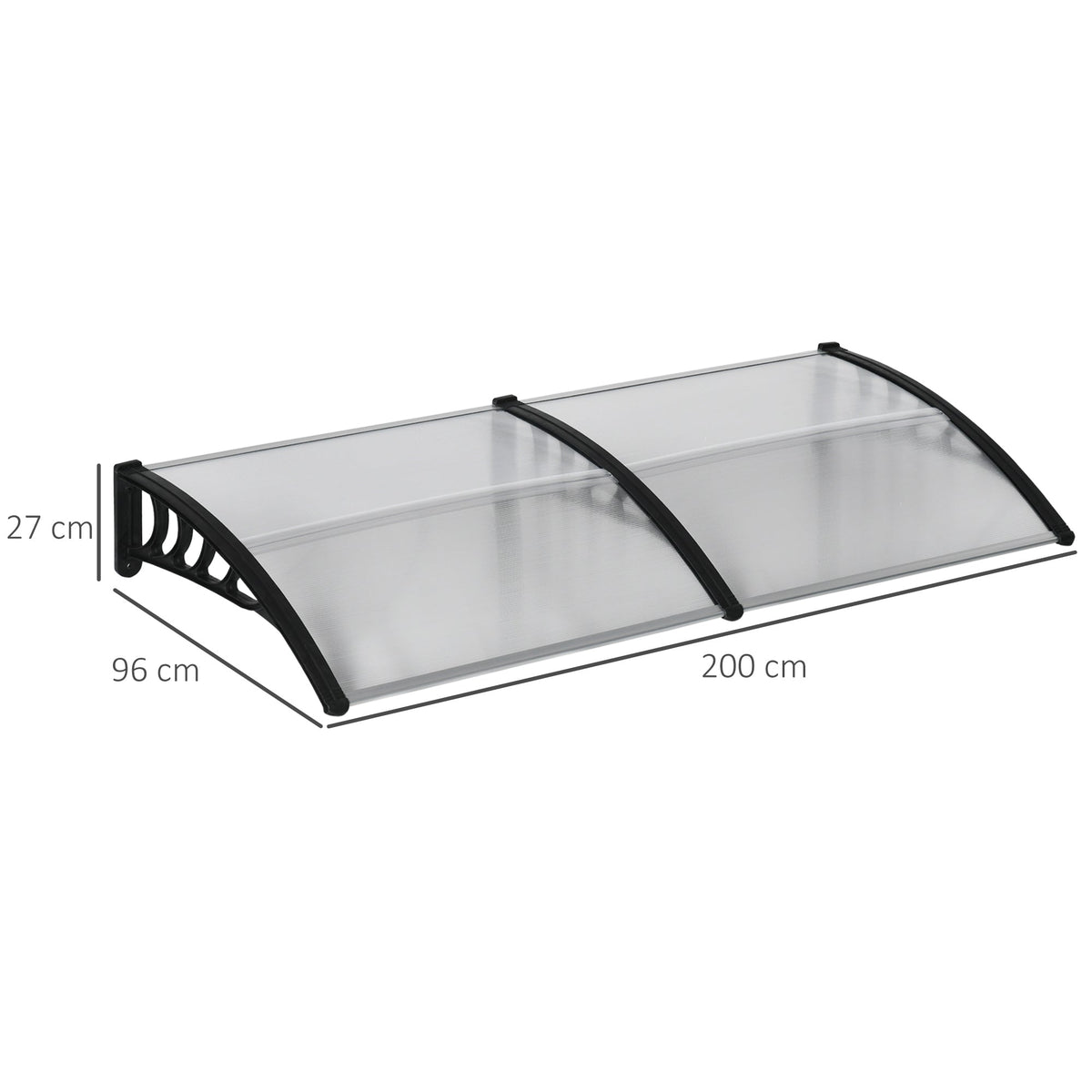 Pent Canopy, Front Door UV Rain Sun Protection, Aluminum Black