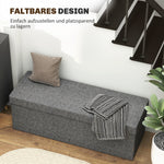 Folding Storage Bench, Separate Containers, Linen-Look, Dark Gray