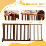 Freestanding Dog Gate with Door, Safety, Wooden, Brown