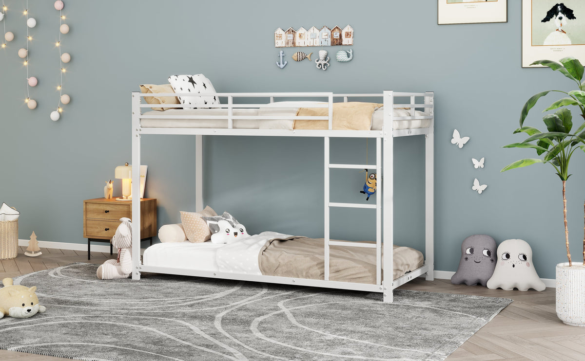 Bunk Bed 90x200cm Classic Iron Frame - White