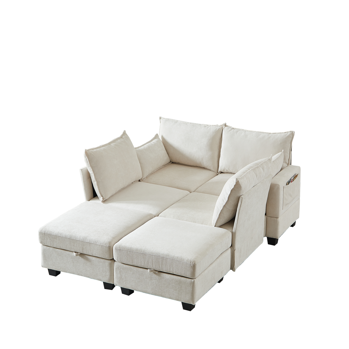 Modular Corner Sofa U-Shaped 6-Seater Storage Ottoman Chaise - Chenille
