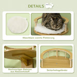 Cat Bed, Wall-Mounted with Cushion, Oak and Cream White