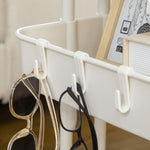 Serving Cart, 3-Tier Storage with Hooks, Steel White