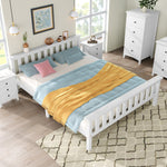 Double wooden bed with slatted frame for adults children teenagers white