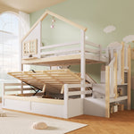 Bunk Bed 90/140x200cm with Storage Ladder & Rail, White + Natural