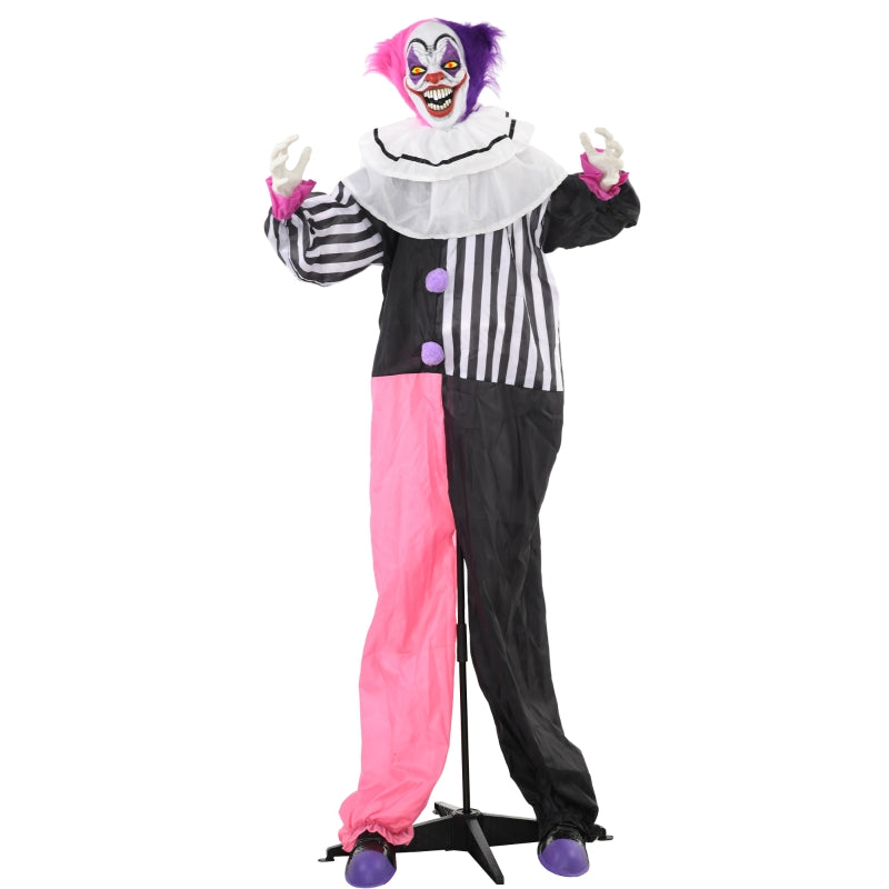 Scary Clown Halloween Decoration, Movable, Laughing, Pink+Purple