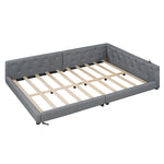 Sofa Daybed 140x200cm with LED Light & USB, Grey Linen