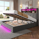Storage Bed 180x200 cm with LED & Headboard in Velvet