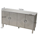 Storage Cabinet, 152CM 4-Door with Pine Legs, MDF Champagne