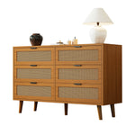 Chest of drawers 6 drawers with metal handles made of wood