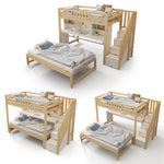 Children's Bunk Bed with Desk & Trundle, White & Oak Wood