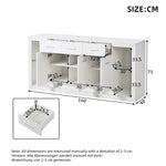 High-Gloss Sideboard 160cm with LED Light and 3 Drawers - White