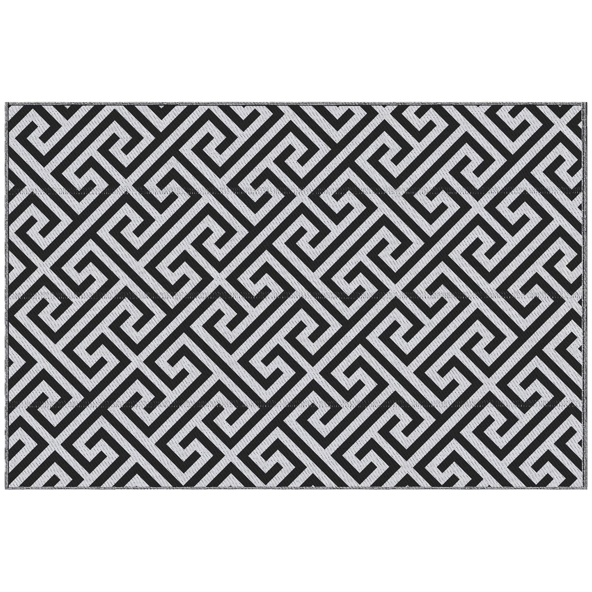 Outdoor Carpet, Double-Sided Water-Repellent, Plastic Black White