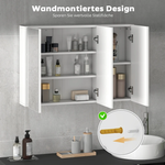 Bathroom Mirror Cabinet, 3 Mirrored Doors, Wall Mounted, White Chipboard