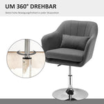 Work Stool Swivel Office Chair Height Adjustable, Linen-like Polyester Dark Grey