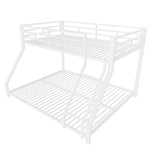 Bunk Bed 90x200 & 140x200 cm with Guardrail & Steps, White Metal