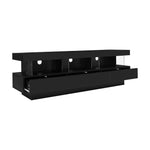 TV Stand, LED Lighting, App Control, Bluetooth Connectivity for 70-inch TVs, Black High Gloss Glass