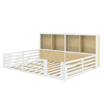 Fence Daybed Platform Bed 140x200cm with Storage, White Metal