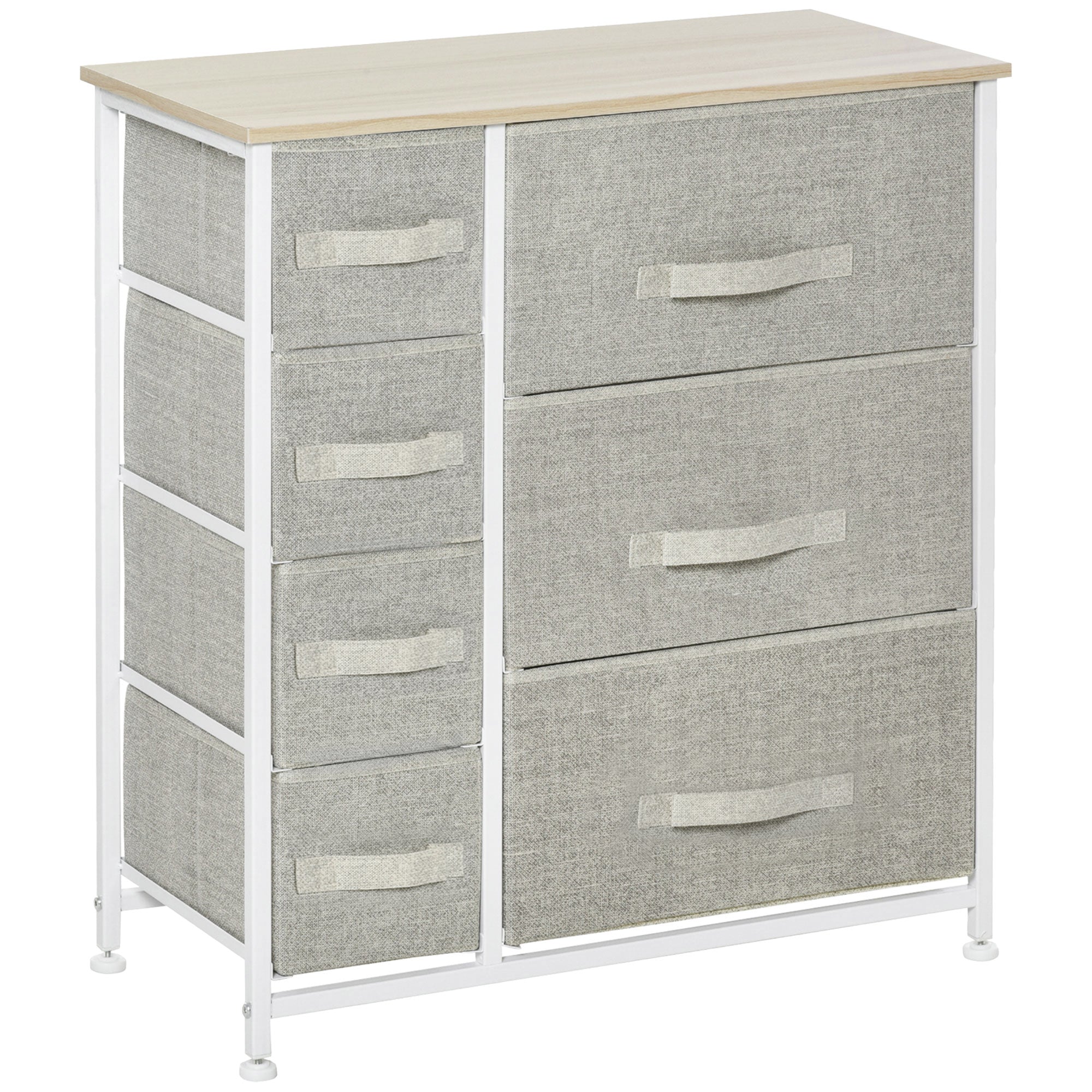 Drawer Cabinet, 7 Foldable Fabric Drawers, Non-Woven, Grey