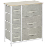 Drawer Cabinet, 7 Foldable Fabric Drawers, Non-Woven, Grey