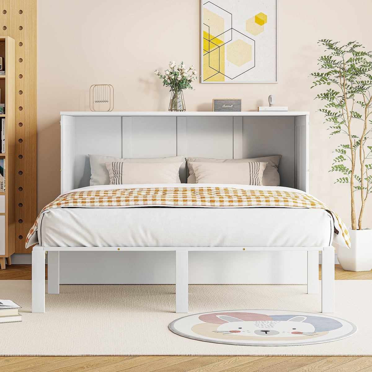 Wall Bed, 140x200 cm, Slatted Frame, White