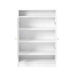 Modern Shoe Cabinet with Adjustable Shelves, Golden Handles, White