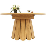 Extendable Round Dining Table 118-158cm Extends to Oval 6 Seater - Wood Color
