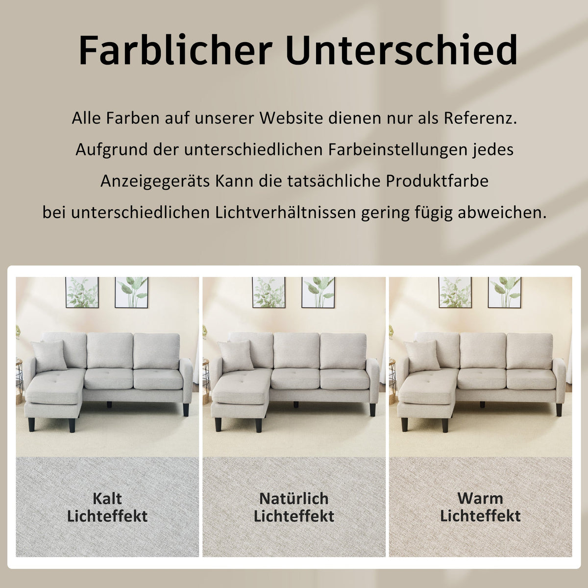 L-shaped Corner Sofa 3-Seater Chaise Modular - Cotton-Linen