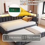 Upholstered Sofa Bed 90x200cm, Trundle & Storage, Dark Grey Velvet