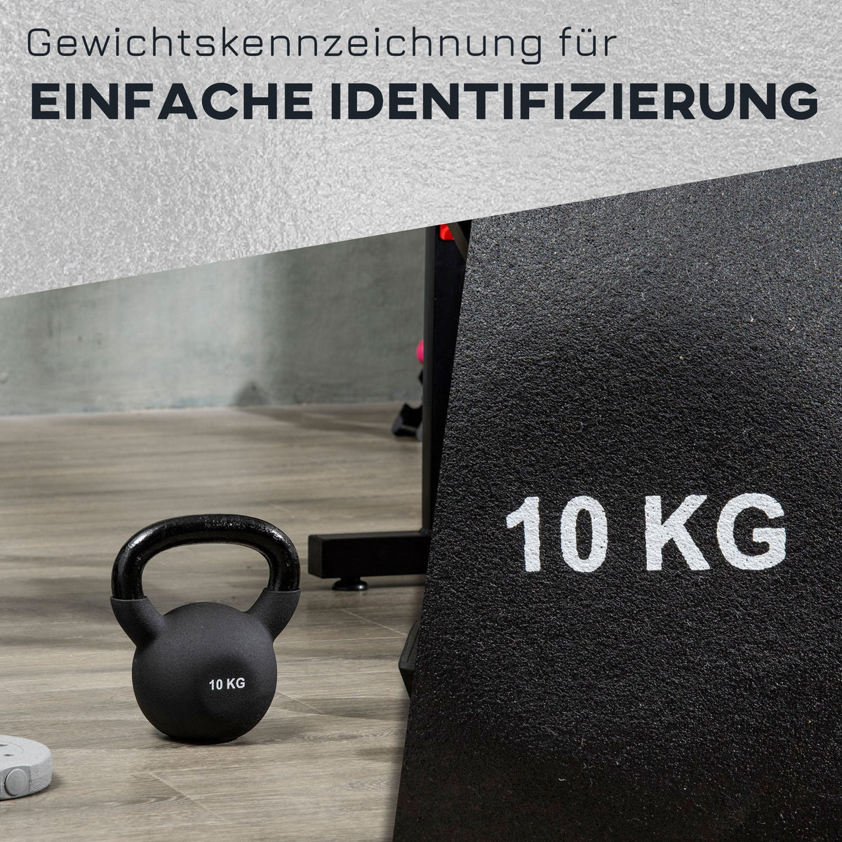 Kettlebell 10 kg, Fitness & Strength Training, Cast Iron Neoprene, Black