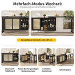 360° Rotating Bar Table Extendable Rattan Storage Cabinet Black