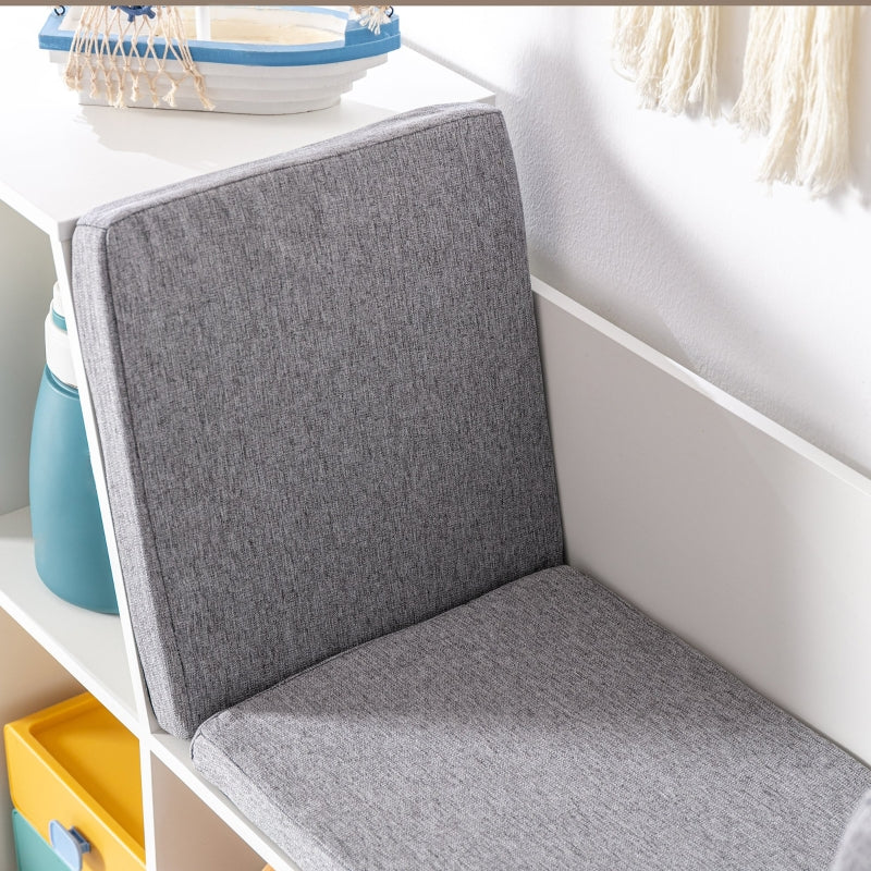 Children's Shelf Bookcase, 6 Compartments, Toy Box, White+Gray