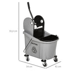 Cleaning Cart with Wringing Device, 36 Liters, Grey