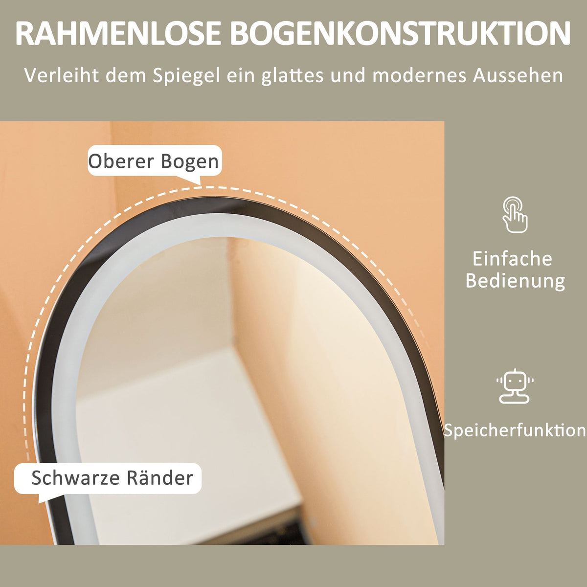 Full-Length Mirror, 150 x 40 cm LED Lighting, 3 Light Colors, Black