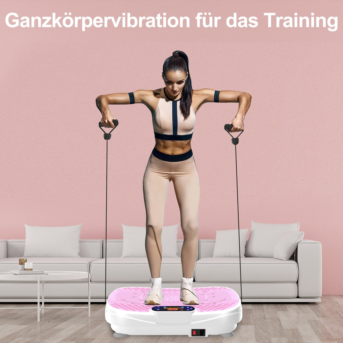 Vibration Plate Trainer Whole Body Fitness Resistance Bands Speed Control