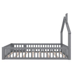 House Bed 90x200 cm Children Bed Slatted Base Pine Wood Grey