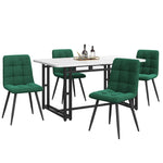140x80cm Dining Table Set with 4 Chairs Modern Kitchen Black Iron Dark Green Velvet