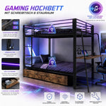 Kids House Loft Bed 90x200cm with Slide & LED, Pink Metal