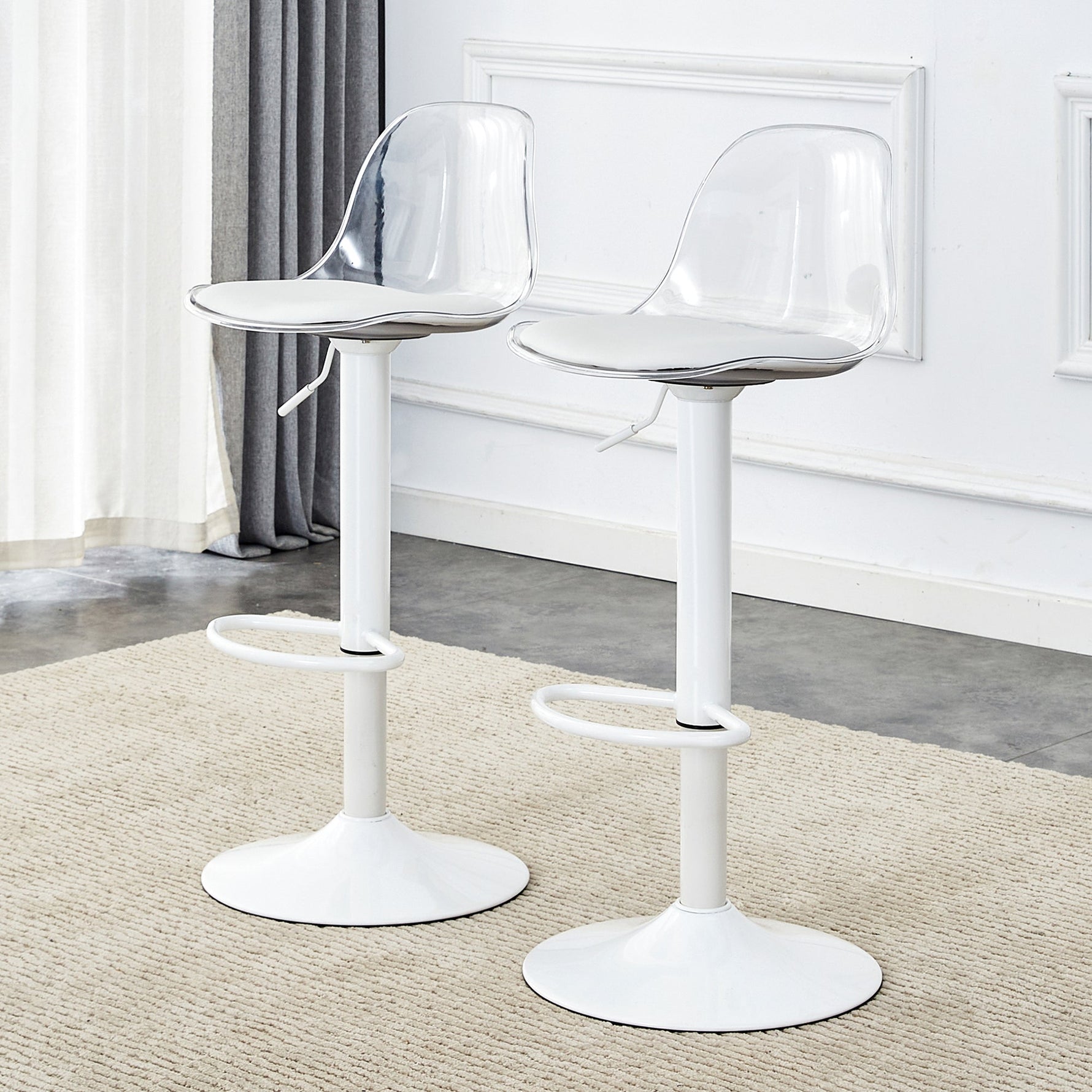 Adjustable Beam Chair (2-Pack) Swivel & Height Adjustable - Transparent/White