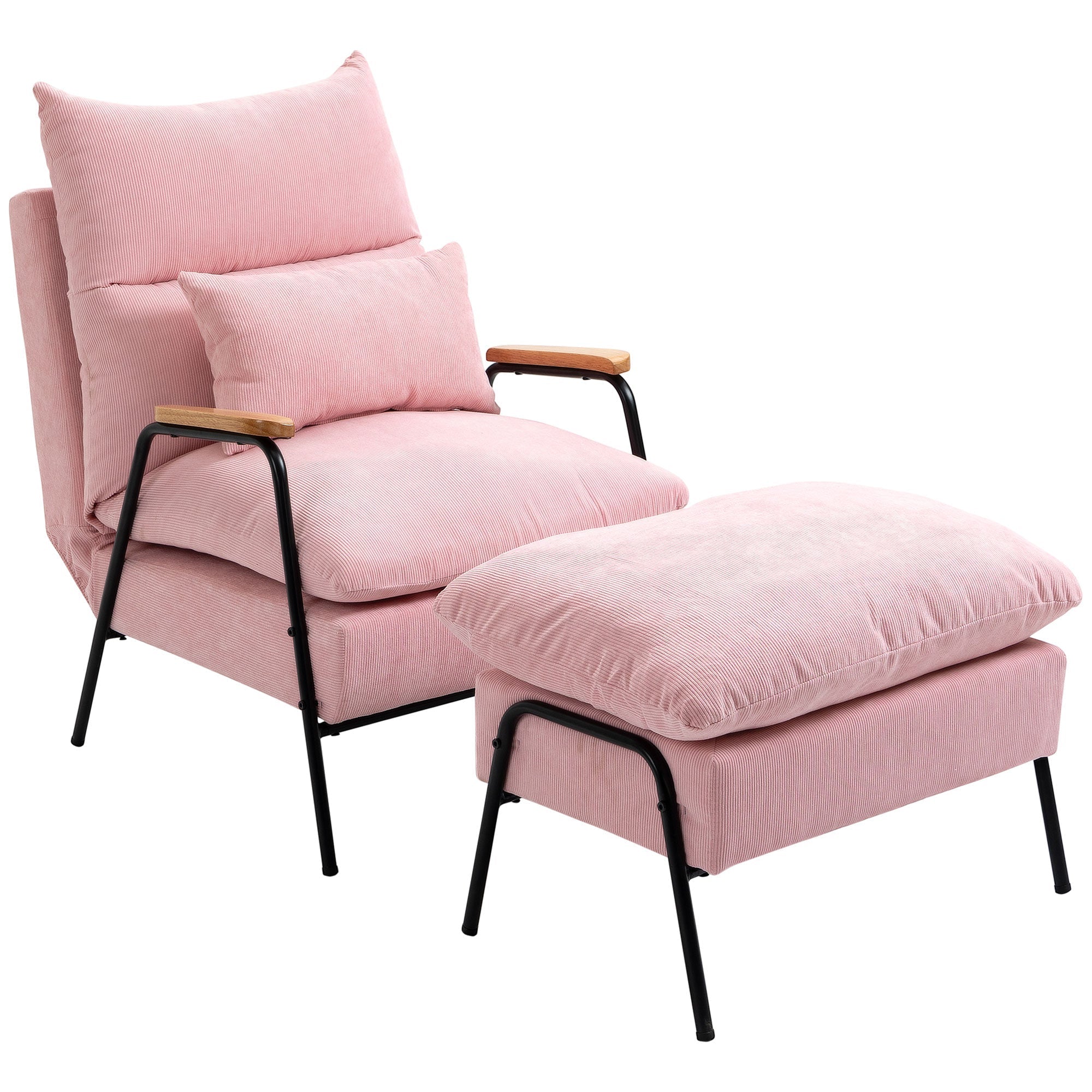 Wingback Chair with Footstool, Reclining, Pink