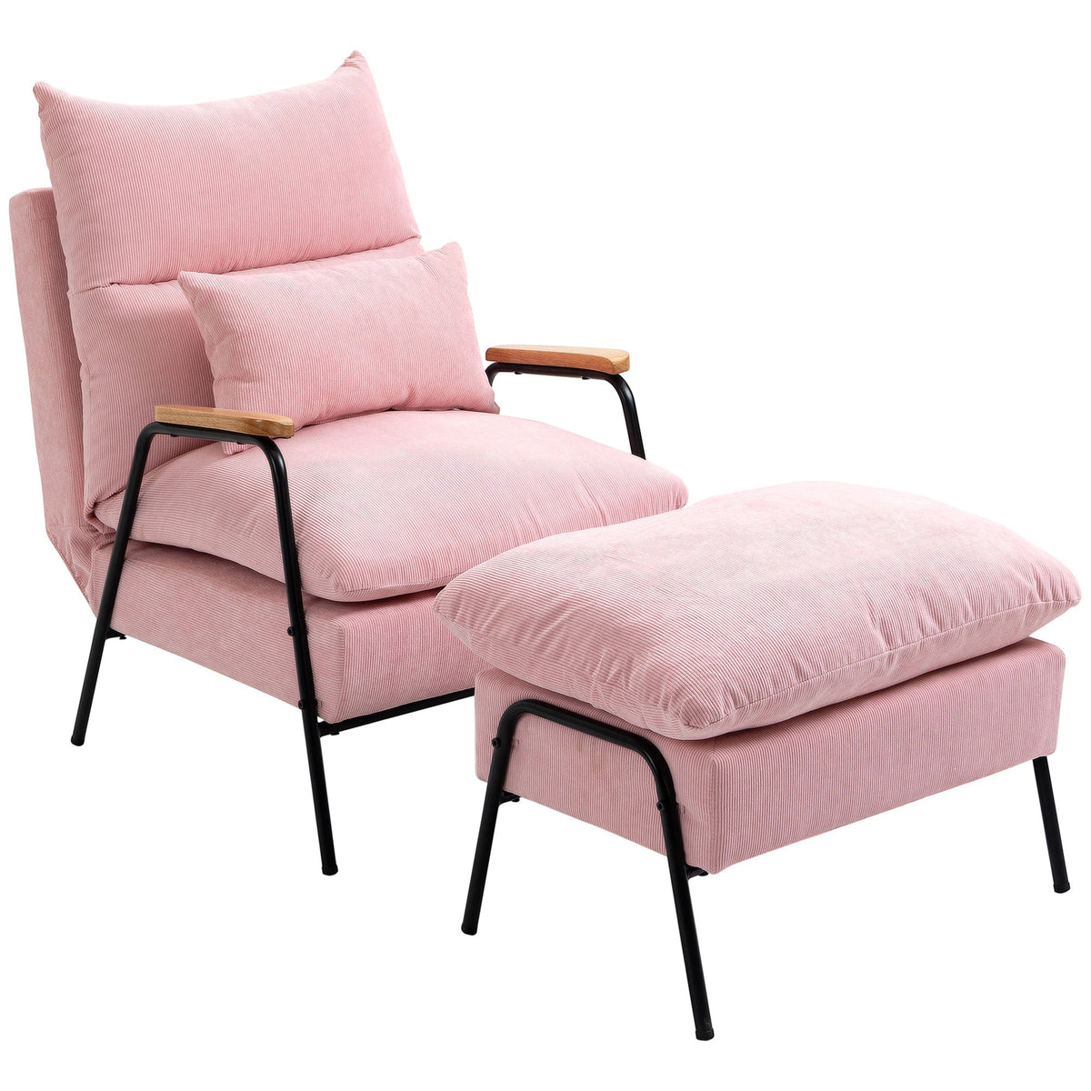 Wingback Chair with Footstool, Reclining, Pink