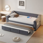 Upholstered Sofa Bed, 90/180*190cm Bluetooth Stereo USB Storage, Grey Velvet