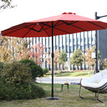 14.8 Ft Double Sided Outdoor Umbrella, Rectangular Large with Crank, Orange